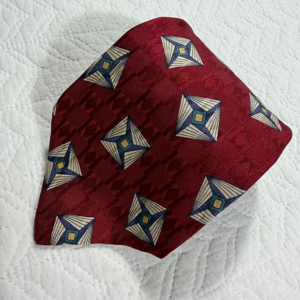 Robert Talbott Nordstrom Silk Geometric Pattern Men's Tie‎ Burgundy